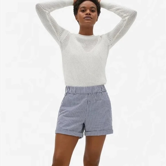 Everlane The easy short navy stripe pull on shorts - Picture 1 of 8